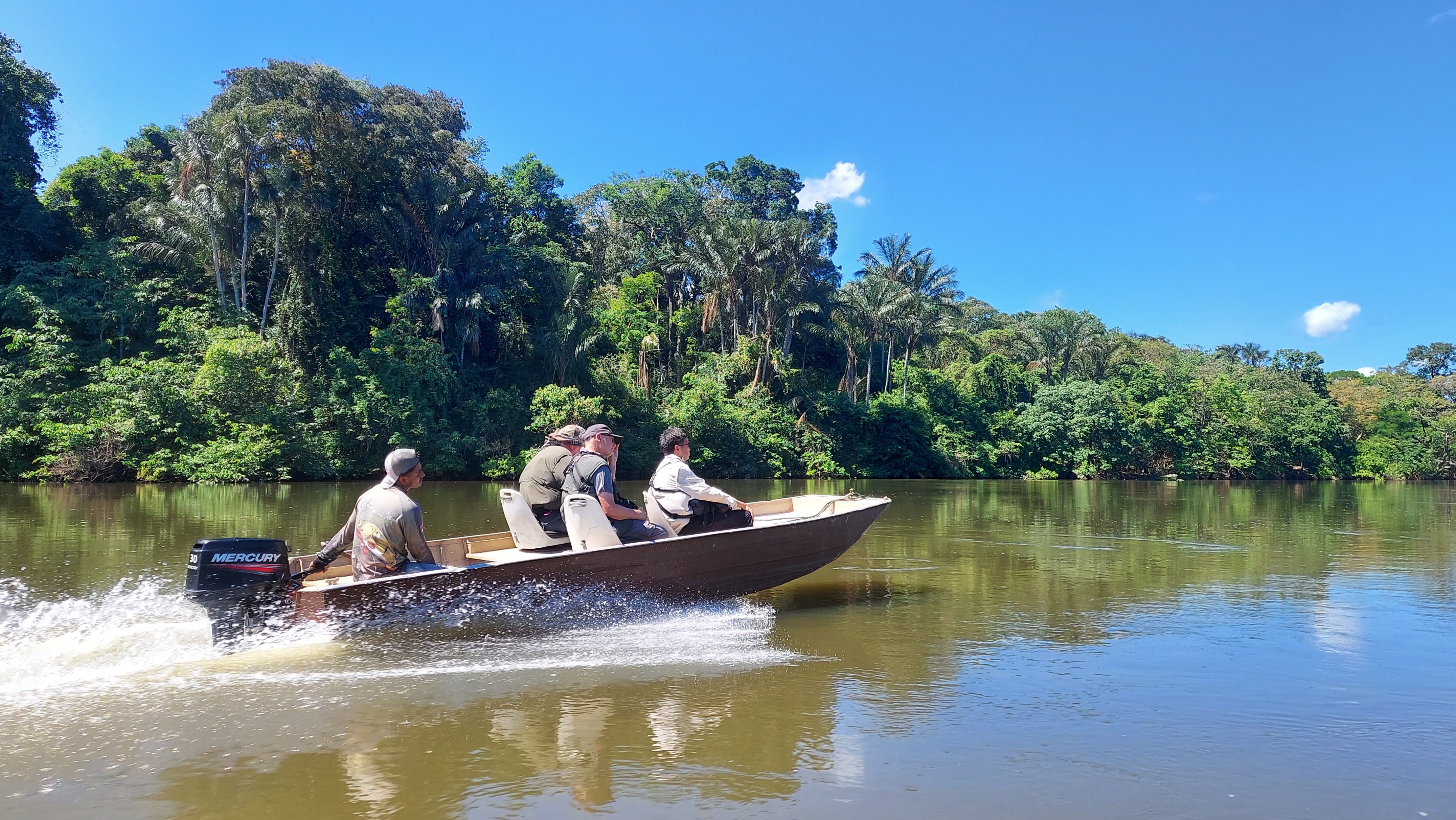 Birding boat tour on river